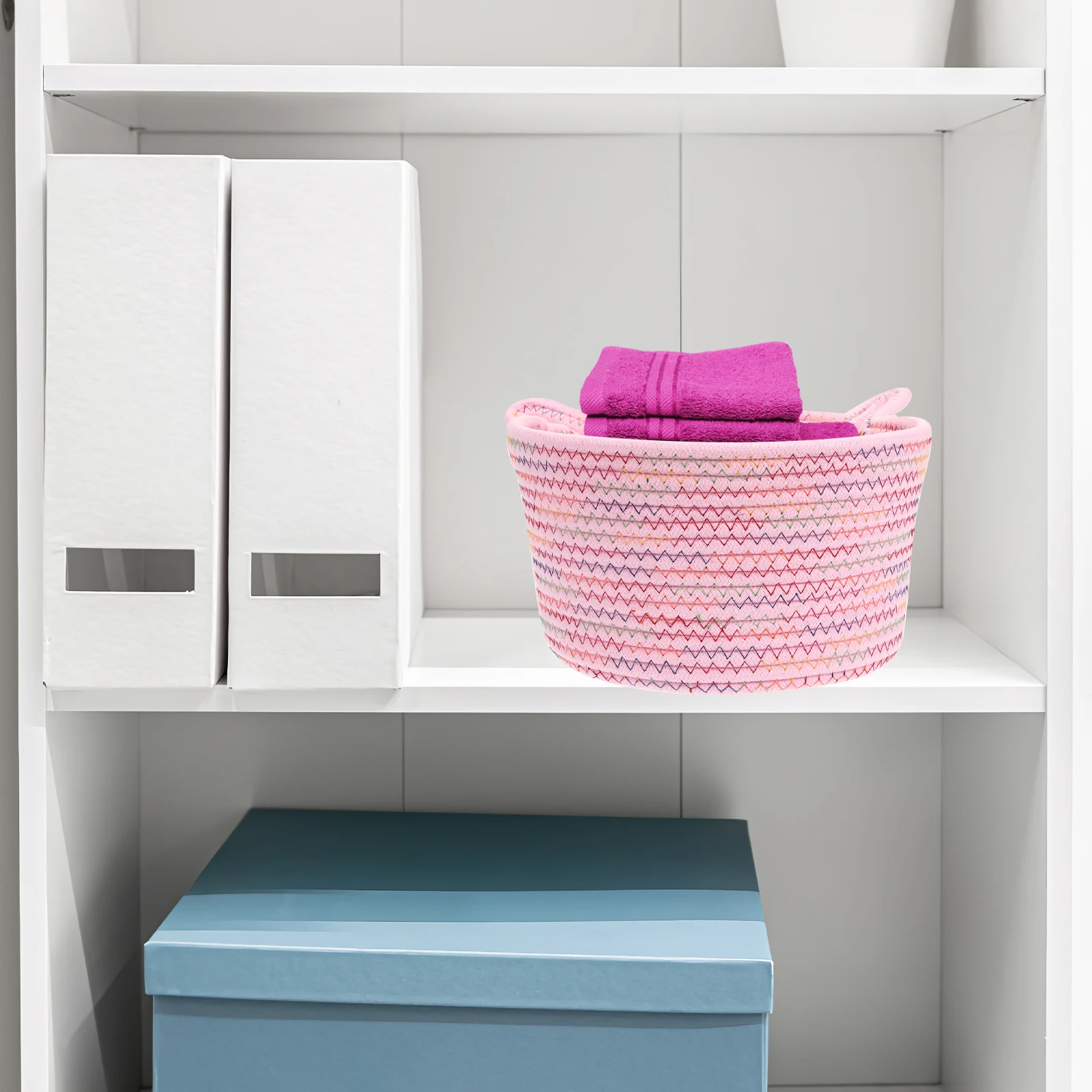 

Cotton Thread Storage Basket Shelf Desktop Organiser Organizer Handmade Woven Rope