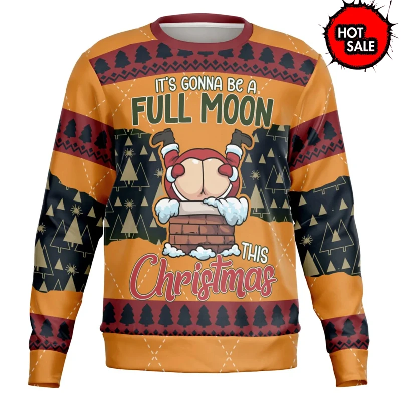 Unisex Ugly Christmas Print Pullover Sweater For Men Women 3D Santa Claus Printed Autumn Sweaters Funny Round Collar Sweatshirts