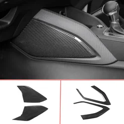 Carbon Fiber Gear Side Shift Panel Water Cup Cover for Audi Q2 Q2L 2018 2019 2020 2021 Center Console Decor Frame Car Interior