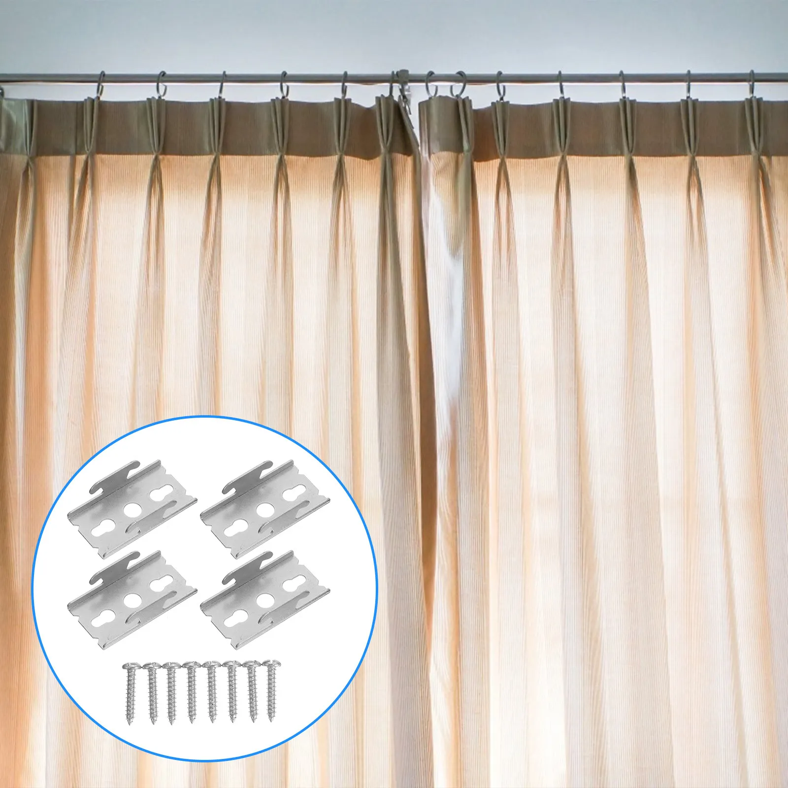 2Sets Simple Style Iron Curtain Rod Brackets Thickening Design Firm Fixation Home Decor Curtain Pole Holding Brackets
