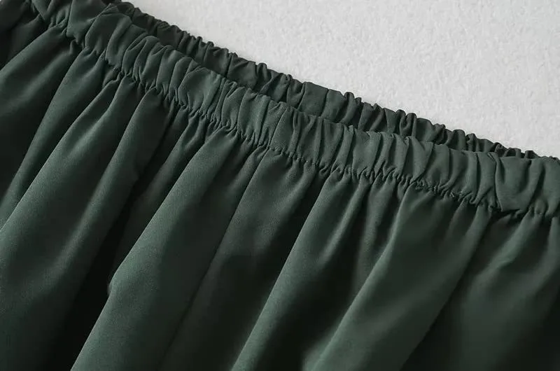 Moda feminina cordão ambos os lados casual cintura elástica calças esportivas cintura alta solta calças largas perna