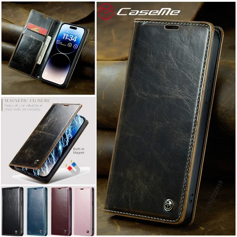 Magnetic Flip Leather Phone Case for iPhone 16 Plus 15 14 Pro Max 13 12 11 XS X XR SE 2022 8 7 Wallet Card Cover Coque Hoesje