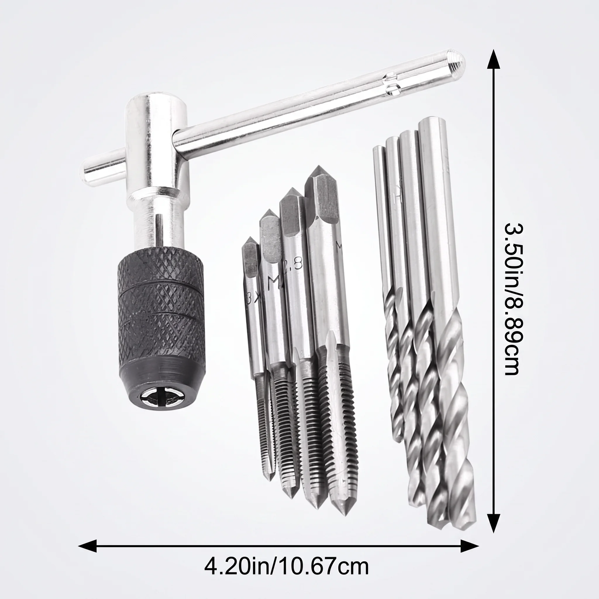Set Screw Taps &amp Tshaped Wrench &amp Twist Drill Bits Threading Tapping Hand Tool Kit Tap Wrench Set Tapping Tool