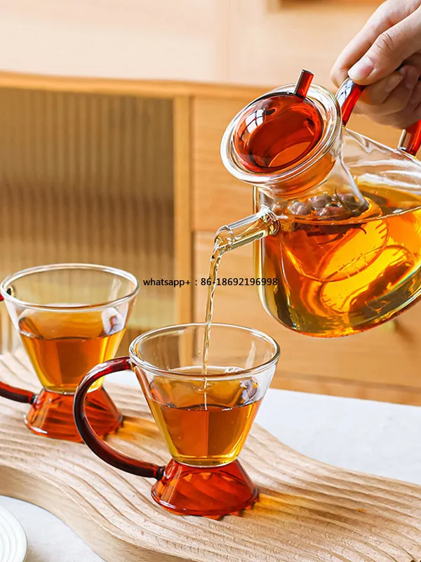 High Borosilicate Glass Brewing Teapot Nordic Light Luxury Brewing Teapot High Temperature Resistant Flower Teapot Tea Set