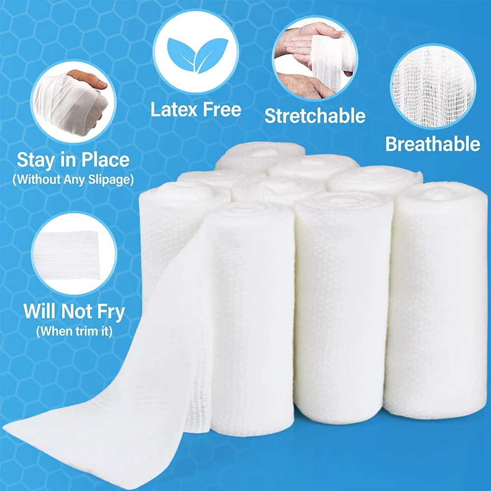 4 Rolls Premium Gauze Rolls,Breathable Flexible, Stretchable  Gauze Bandage Roll for First Aid Wound Care & Medical Supplies