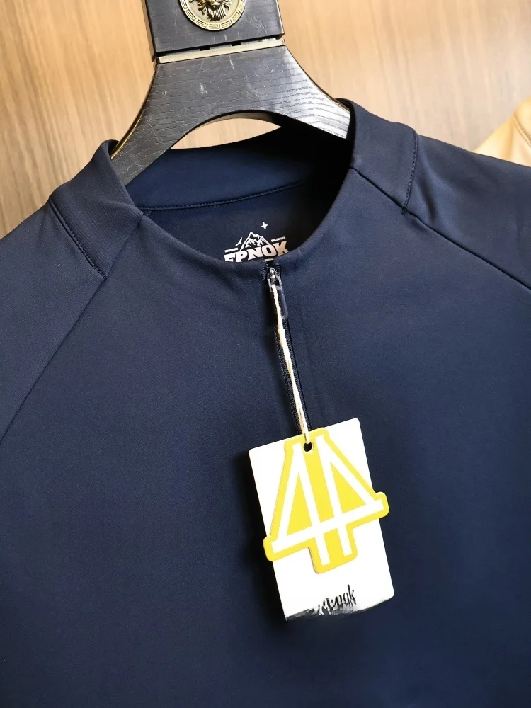 Men's Outdoor Long Sleeve T-Shirt Fleece Lined Elastic Moisture Wicking Warmth Polyester Spandex round Neck Casual Fashion