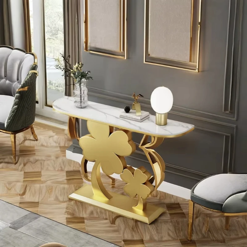 

Console table with mirrored stainless steel legs for hallway living room or bedroom