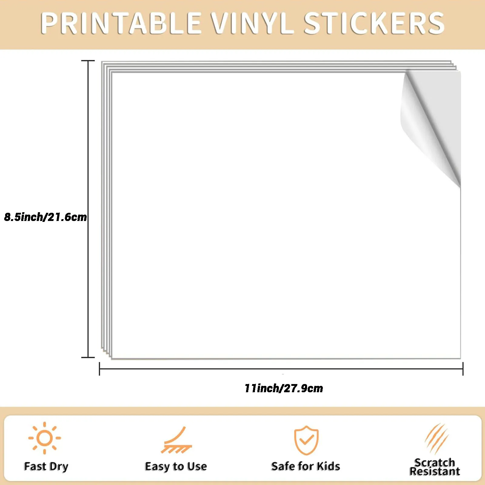 20 Sheets Glossy Printable Vinyl Sticker Paper, 8.5