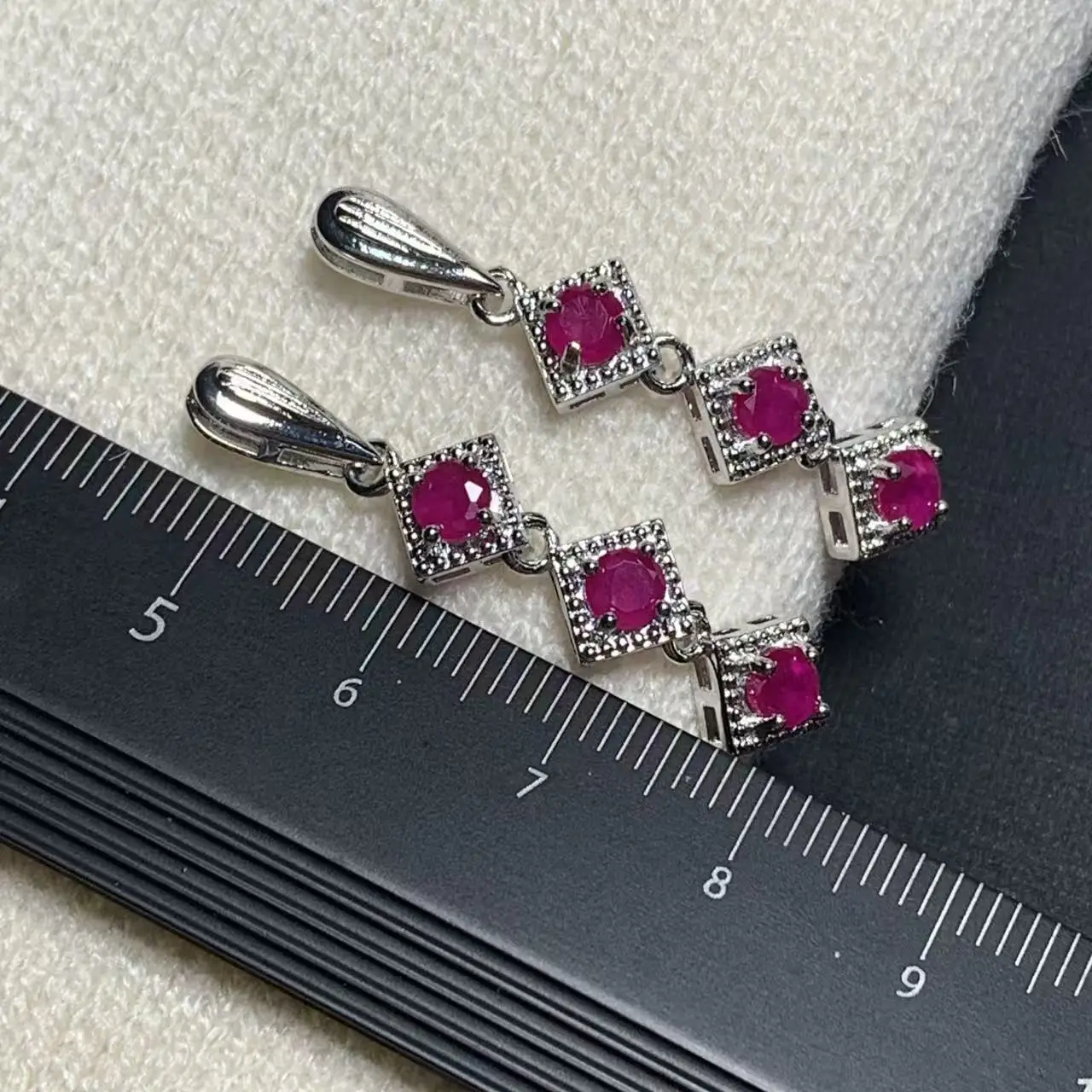 Oval Natural Ruby Earrings SILVER Stud Earring Luxury For Women Cute Gift Fine Jewelry - view 3