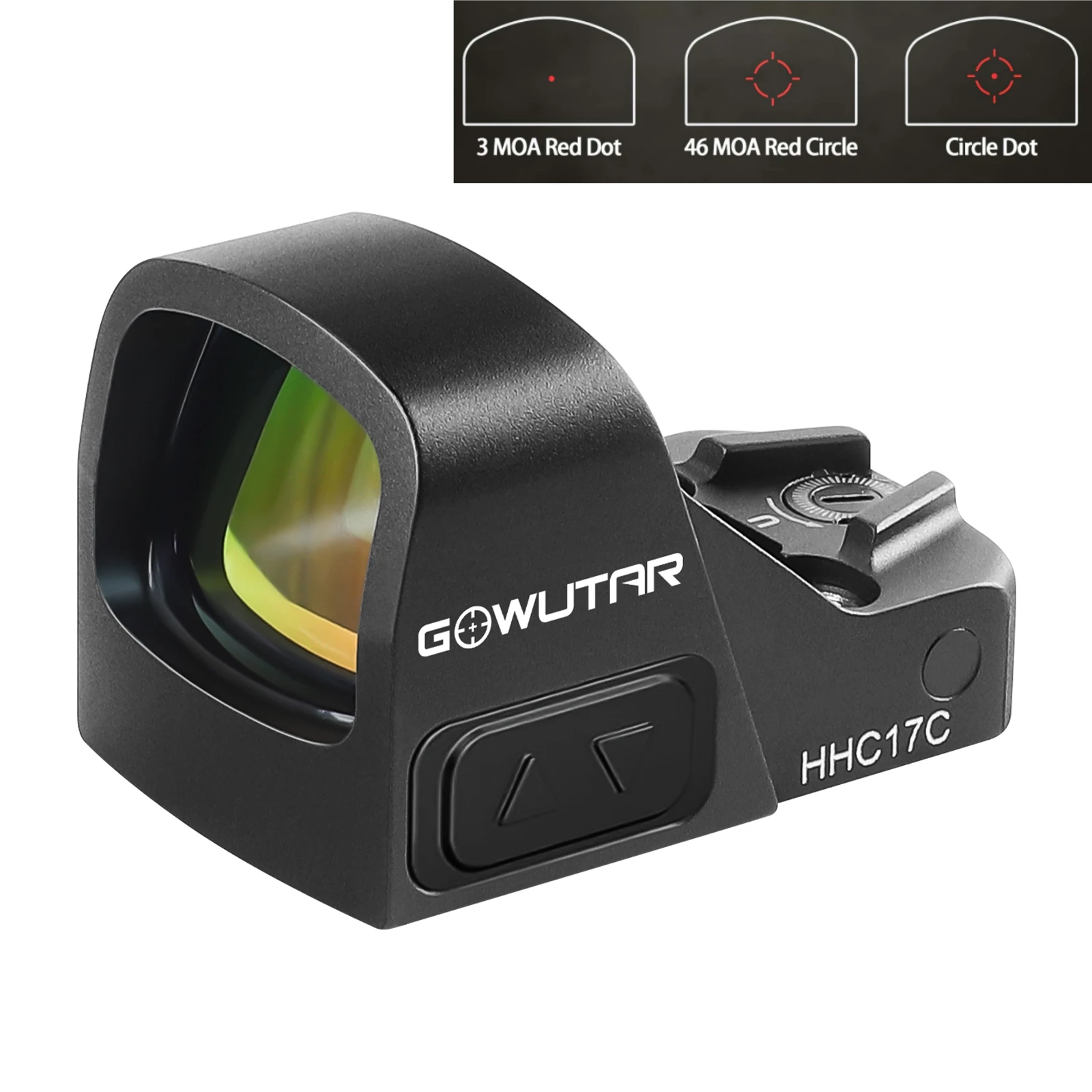 HHC17C Multiple Reticles Red Dot Sight 3 MOA Dot 46 MOA Circle Mini Optic Shake Awake Reflex Sights (with Picatinny Mount)