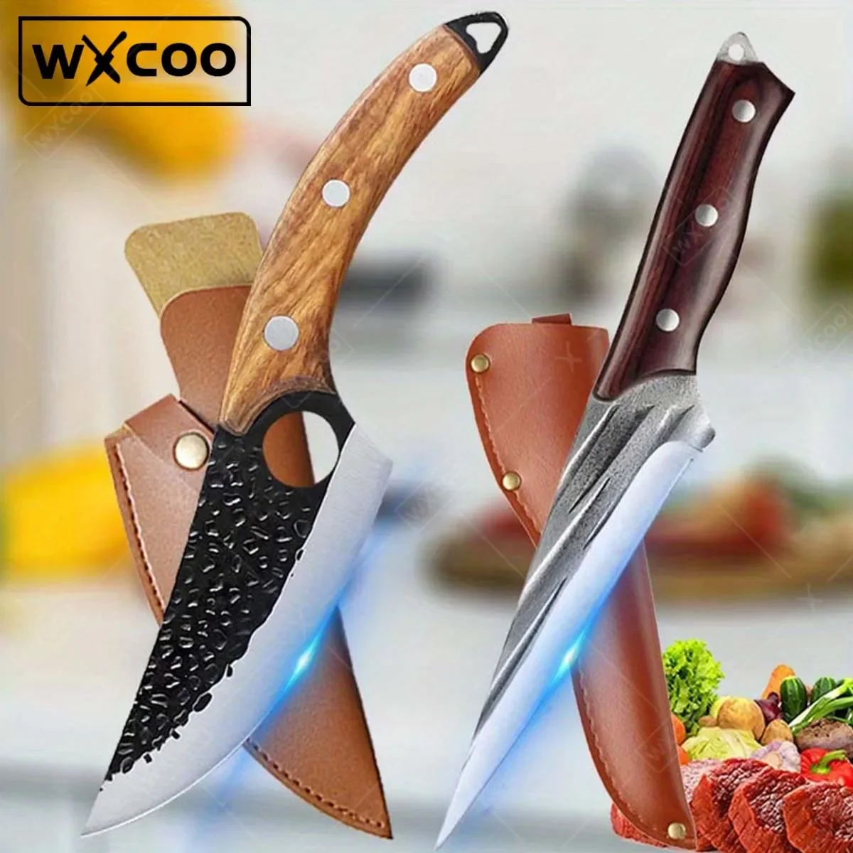 

2PCS, Handmade Forged Boning Knife Serbian Chef Knife Fish Knife Butcher Knife for Kitchen Convenience