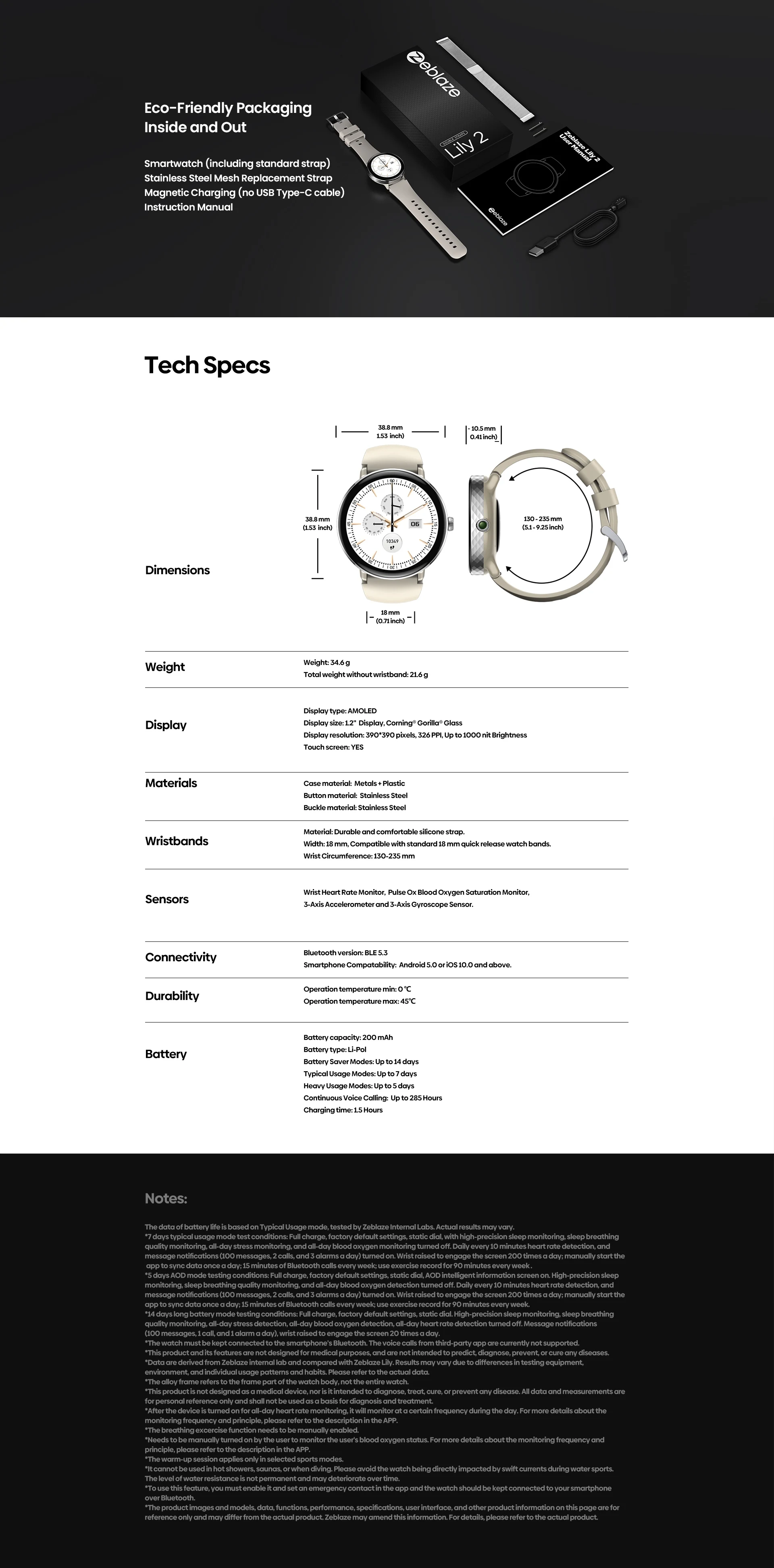 Neue 2025, Zeblaze LILY 2, Sprachanruf, weibliche Smartwatch, Doppelarmband, 1,2 Zoll HD-AMOLED-Display, Gesundheitsüberwachung, Sport-Smartwatch – Detail 7