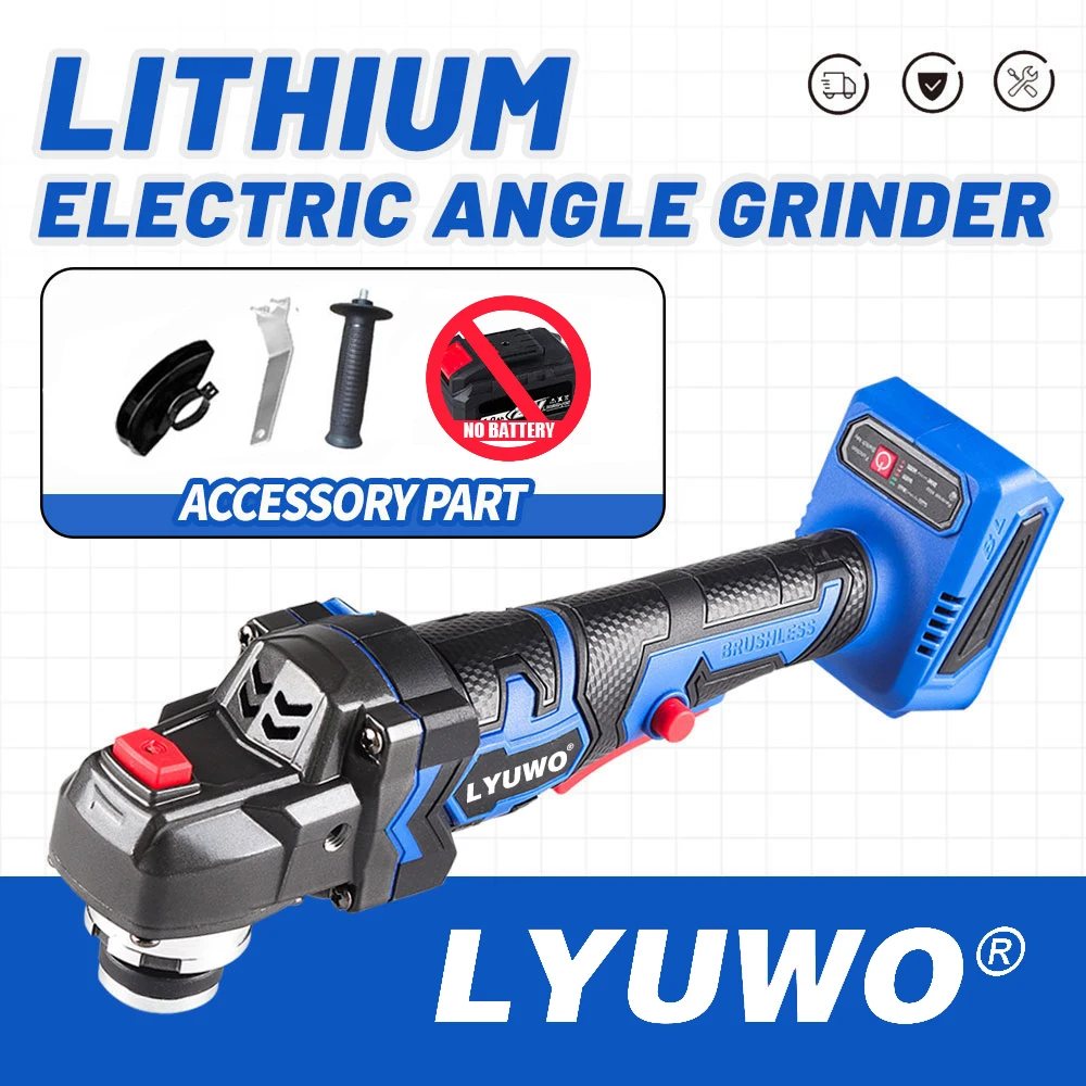 

LYUWO 100mm Brushless Lithium Electric Angle Grinder Rechargeable Cutting Machine High Power Polishing Machine 21V Electric Tool