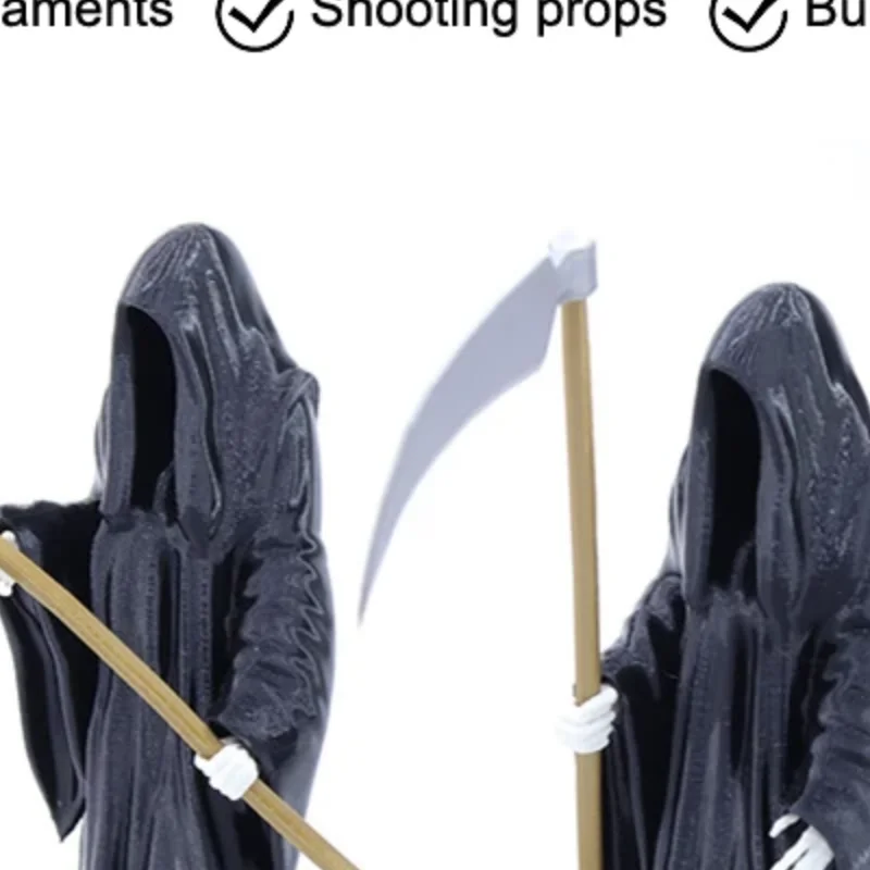 Black Grim Reaper Statue Mini Devil Figurine Dollhouse Halloween Thrilling Robe Nightcrawler Ornament Micro Landscape Decor