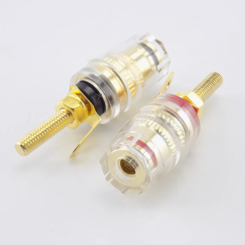 4mm Banana Plug Amplifier Speaker Binding Posts Oxidation Resistance Brass Terminal Transparent Gold Plated Audio Connector 9