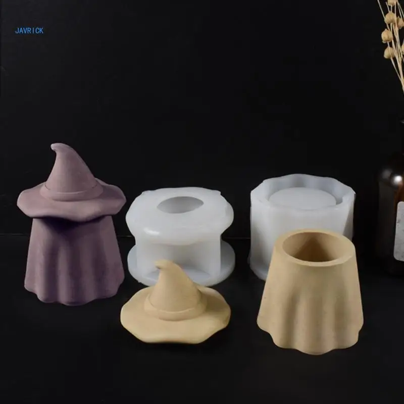 Creative Witch Hat Silicone Molds for Candle Cup and Box Holder Moulds for Home Decoration and Festival Gifts