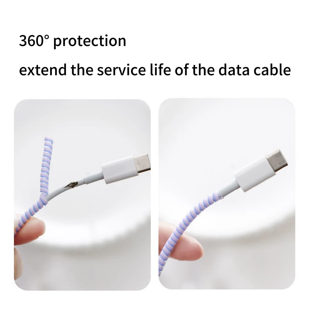 For USB Charging Data Cable Wire Protection Cover Protect Data Cord Protector Cable Organizer 1.4m Cable Protector Winder