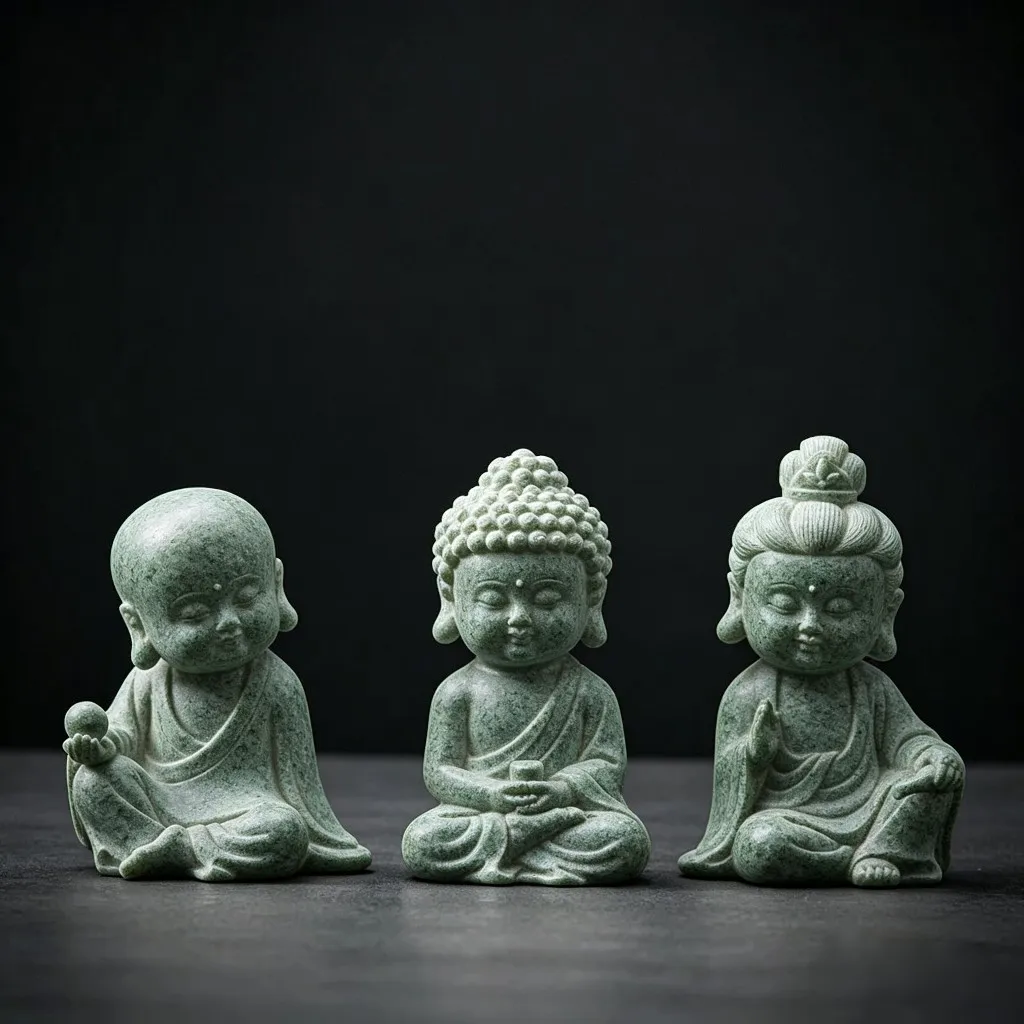 3PCS /set Home Decoration Sandstone Aquarium Buddha Statues Cute Serviceable Buddha Statue Mini DIY Buddha Tea Pet Car Dashboard
