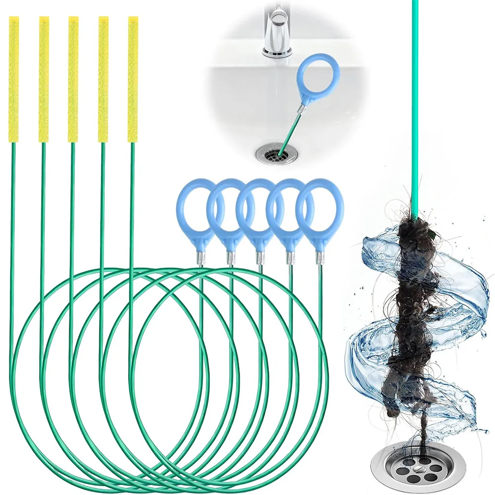 130cm Drain Hair Clog Removers - 4-Pack, Snake-Shaped Drain Hair Removal Tool, Sink Drain Clog Remover, Household Essential, Suitable for Kitchen and Bathroom Drains.