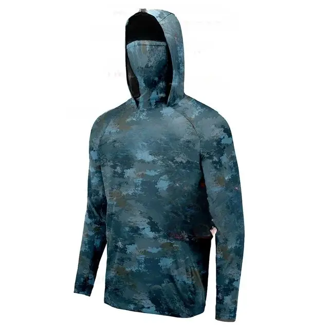 2024 Summer Performance Fishing Hoodie Mask Uv Protection UPF 50 Long Sleeve T-shirts Men Breathable Angling