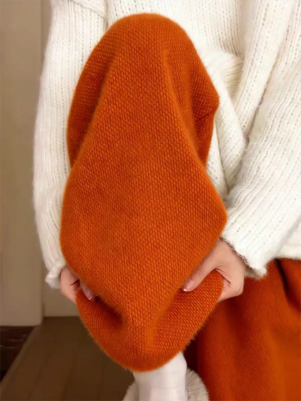 Pantalones de punto sueltos de pierna ancha naranja para mujer, estilo casual de cintura alta, suaves y fluidos, para el día a día, novedad 2026