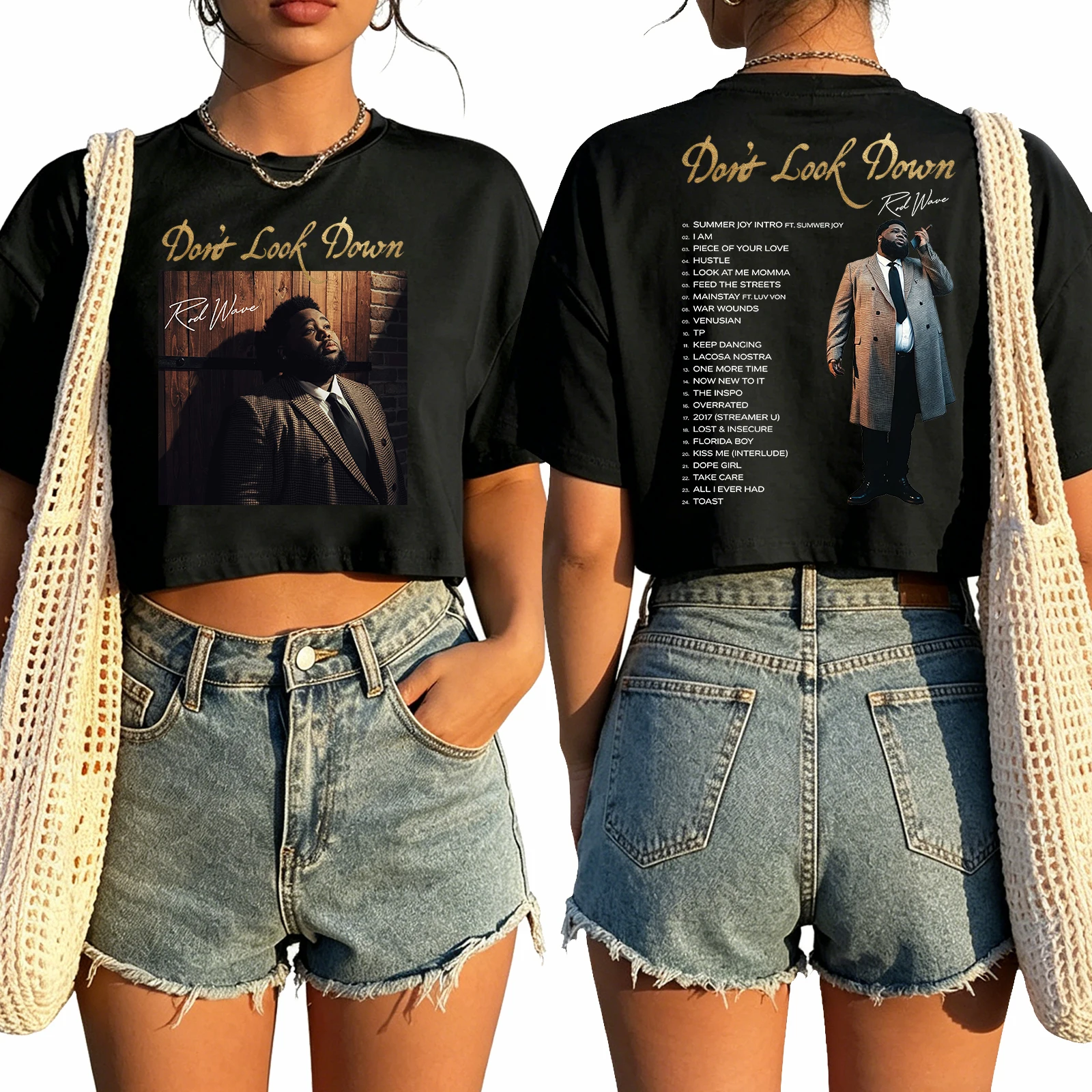 Rod Wave Dont Look Down Tour 2026 Crop Top Women Girl Short Sleeve T-Shirt Rod Wave Concert Hip Hop FanCropped Top