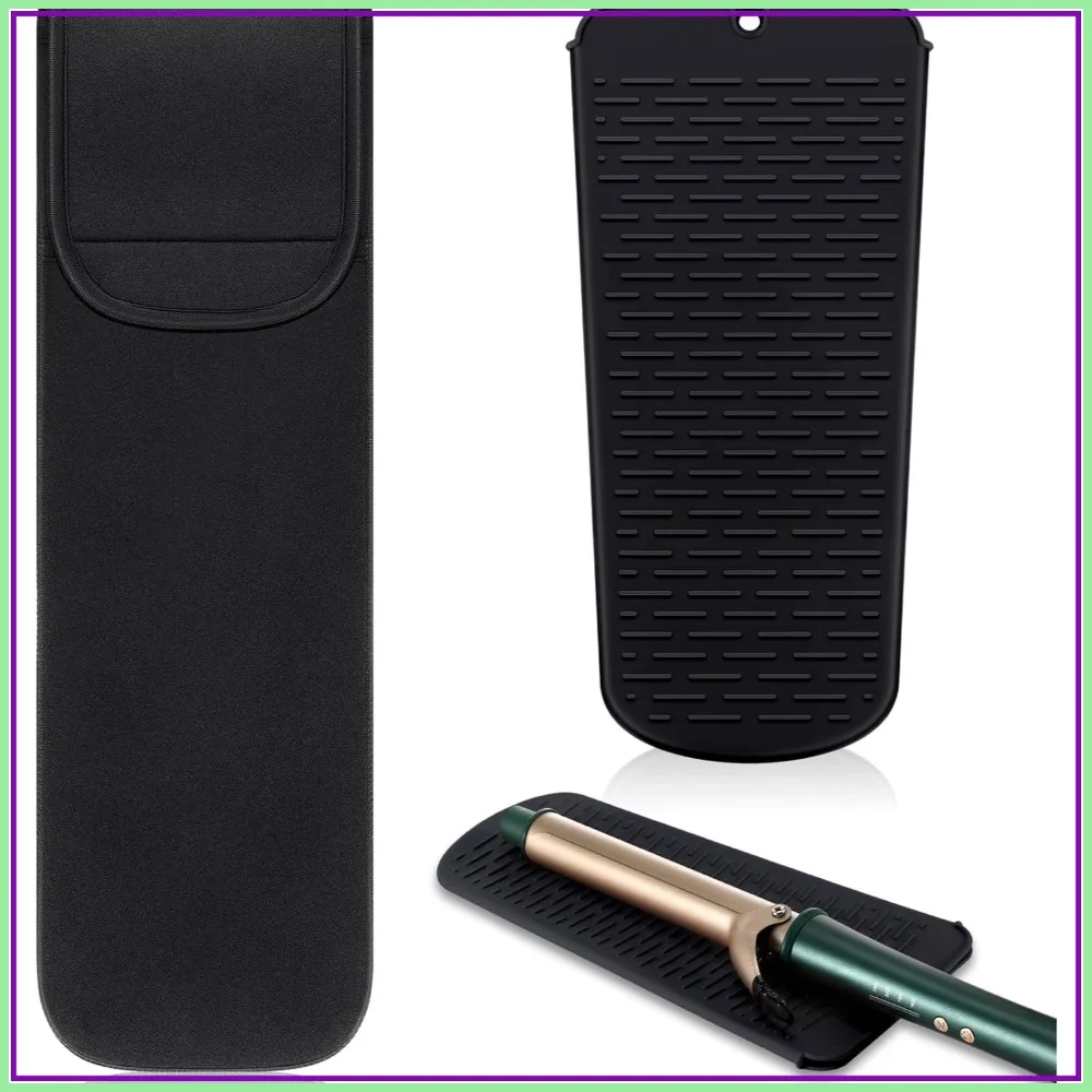 

Heat Resistant Curling Iron Travel Case & Silicone Mat Pouch Set for Hair Tools Storage, Classic Style