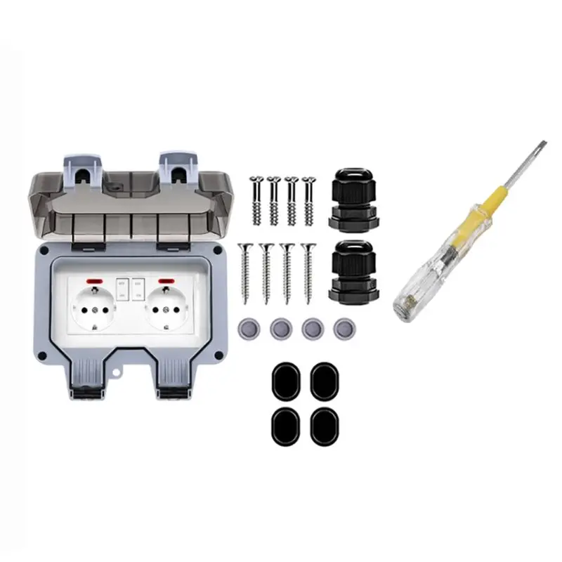 

Влагозащищенная уличная розетка A84E с выключателем и индикатором, настенная, для влажных помещений, накладная, с защитой от пыли