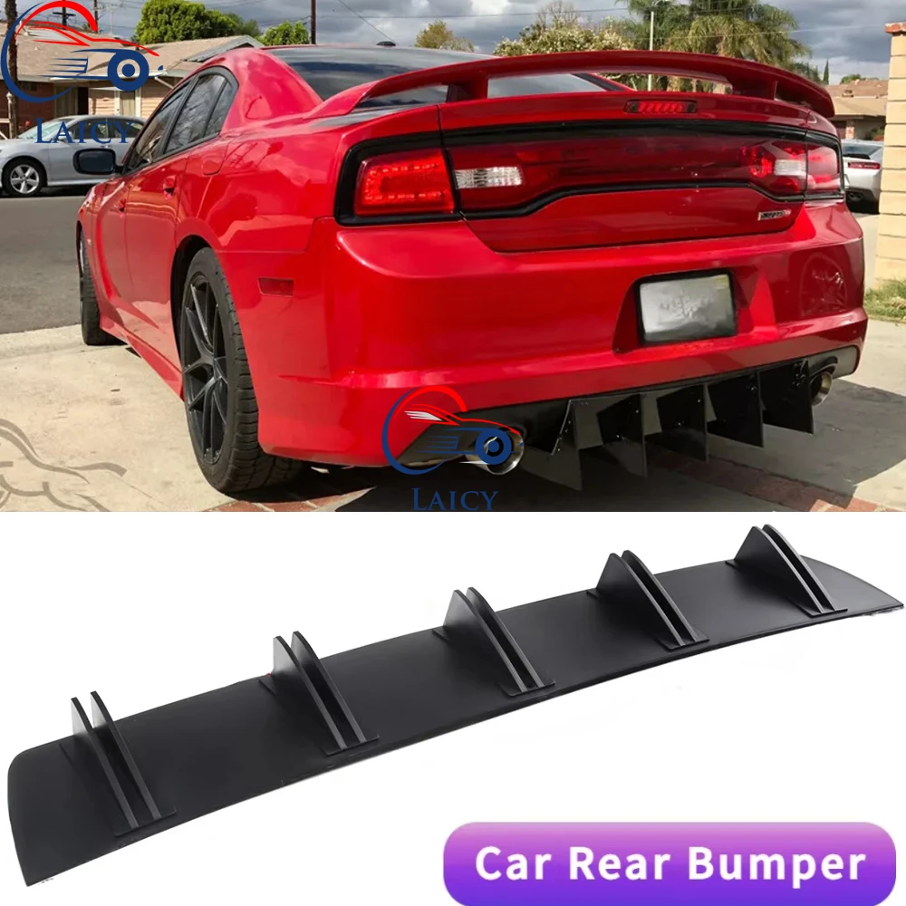 LAICY For D0dge Charger RT SRT SXT Car Rear Diffuser Shark Fins Bumper Splitter Chin Spoiler Lip Black Shunt Rear Bumper Lip