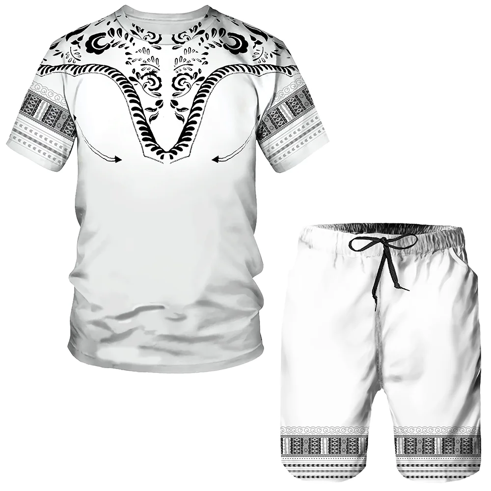 New Summer 3D Printing Men's Tracksuit Sweatpants Upscale Popular 2 Pieces Oversized Set Fashion Casual Chinese Style Streetwear