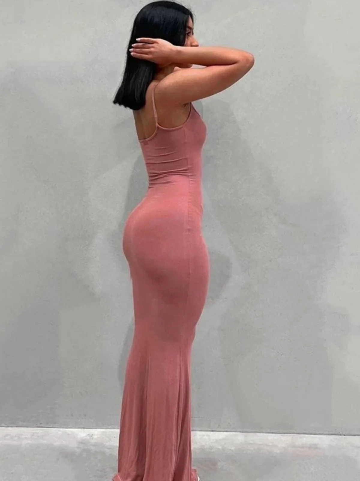 فستان ماكسي ساتان بدون ظهر للنساء، فستان بدون أكمام بأسلوب عصري للربيع والصيف والخريف، مريح ومناسب لجميع المواسم #4