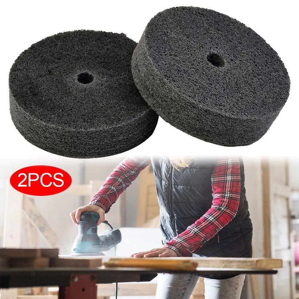 2Pcs Anti-clogging Grinding Tool Bench Grinder Polishing Wheel Fiber Buffing Wheel Nylon Polisher Pad