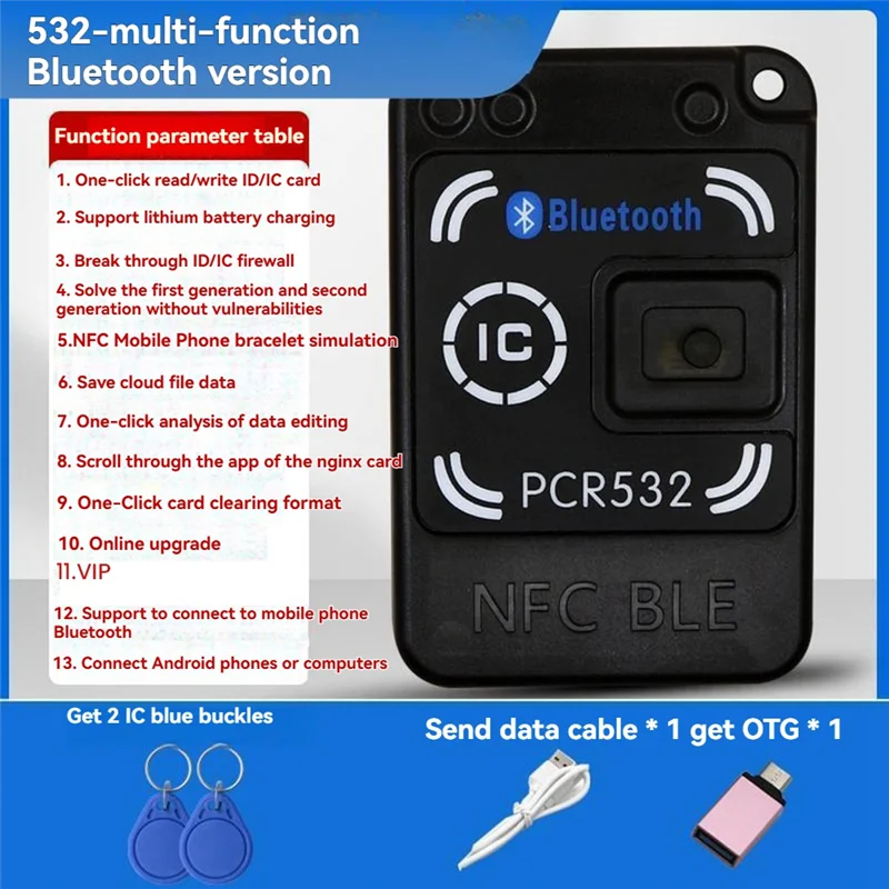 A72Z NFC 미니 532 RFID NFC BLE 복사기 13.56MHZ 카드 디코더 복제기 영문 버전 전체 디코딩 기능 스마트 카드 키