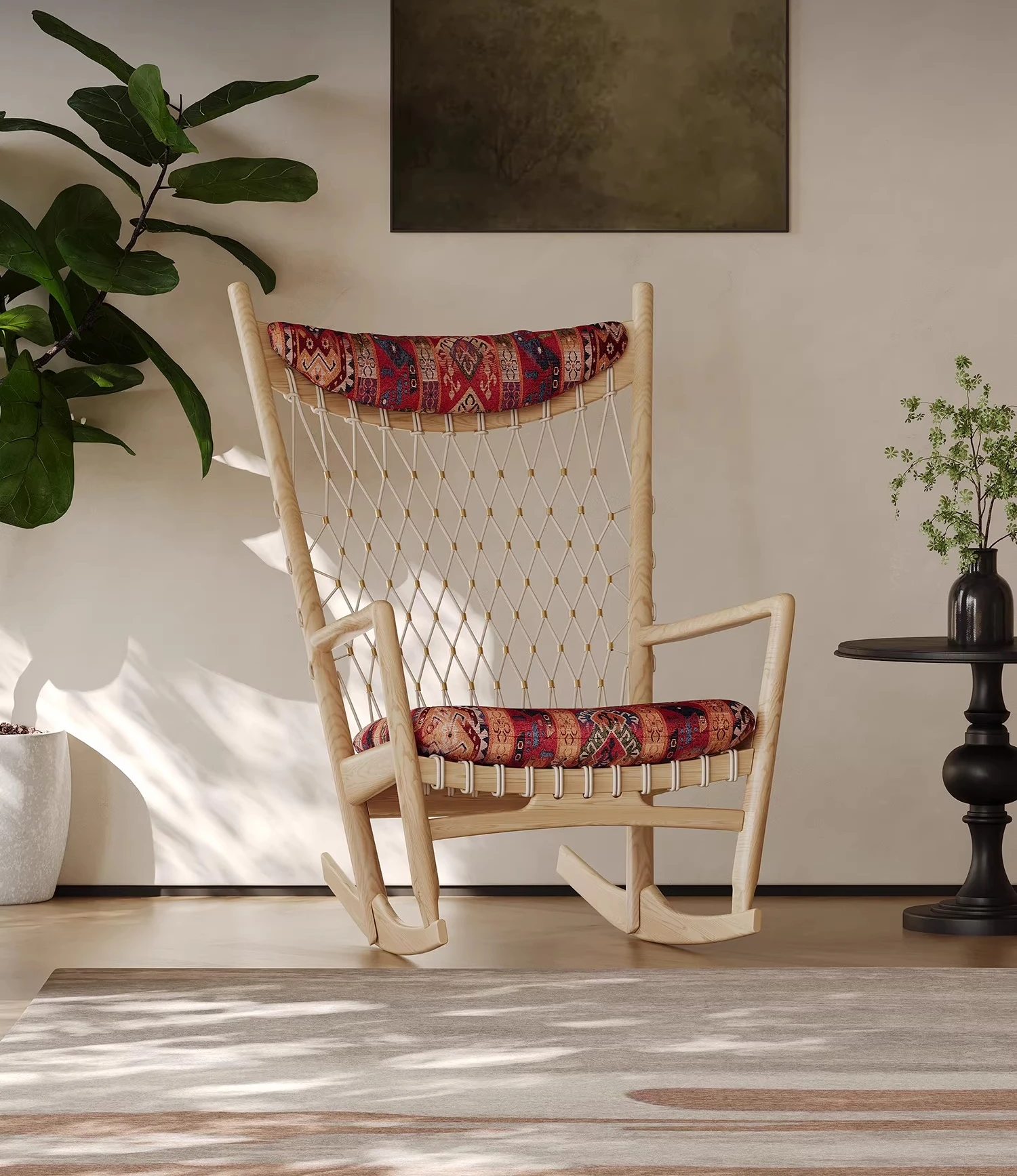 

Nordic solid wood rocking chair home living room nap recliner single sofa chair balcony leisure chair designer new