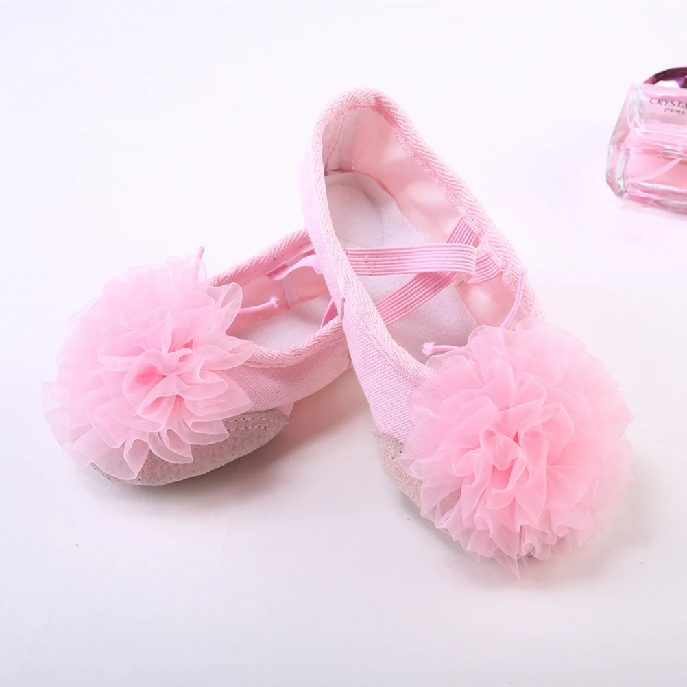 

1Pair Kids Ballet Dance Shoes Gauze Flower Elastic Band Anti-Slip Dancing Shoes for Ballet Belly Modern Dance Size 31