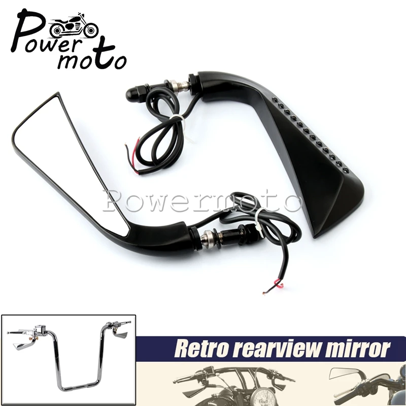 Motorcycle LED Lights 8mm Sickle Rearview Side Mirrors For Harley Street Glide Cross Bones Touring Dyna V-Rod Road King Softail - Image 3