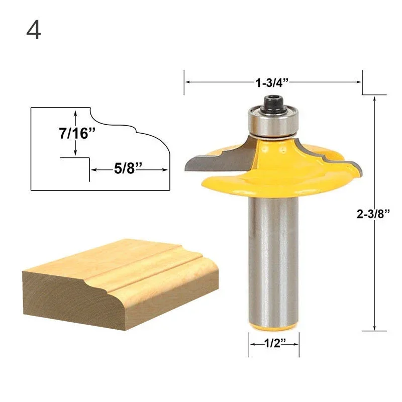 목재 조각 서랍 전면 및 캐비닛 문짝 전면 라우터 비트 세트, 목공 밀링 커터, 1/2 인치 12.7mm 생크 밀링 커터, 1PC