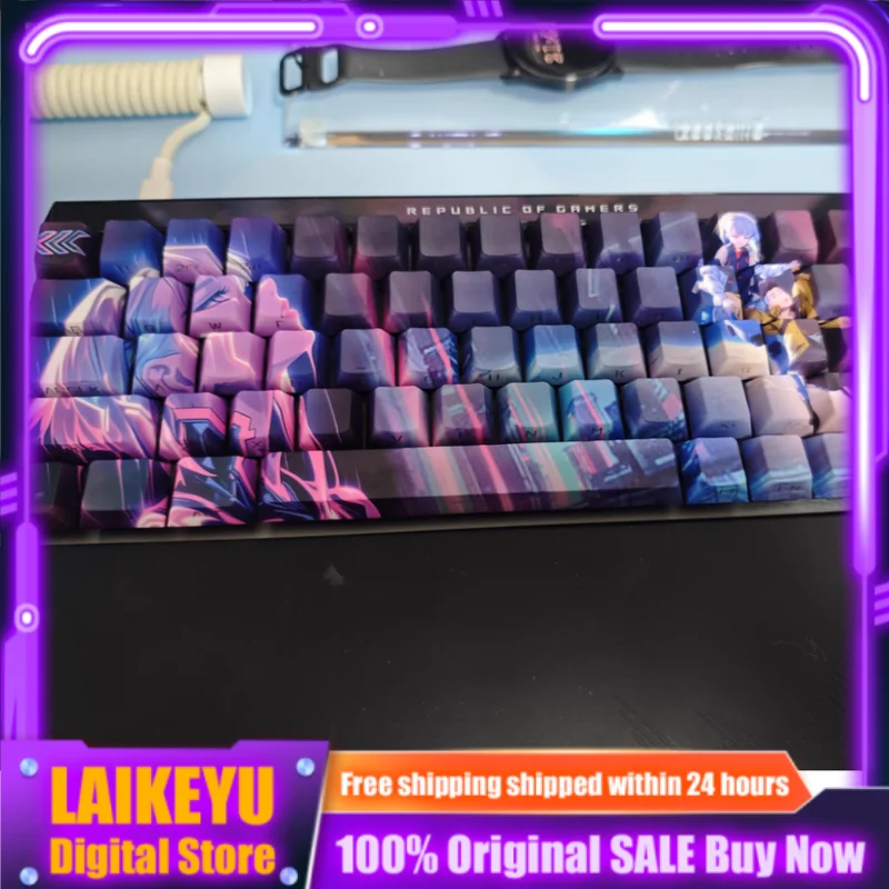 Cyberpunk Edgerunners Lucy Anime Keycap Set Cherry Profile PBT Custom Mechanical Keyboard Keycaps for PC Gaming Cute Gift