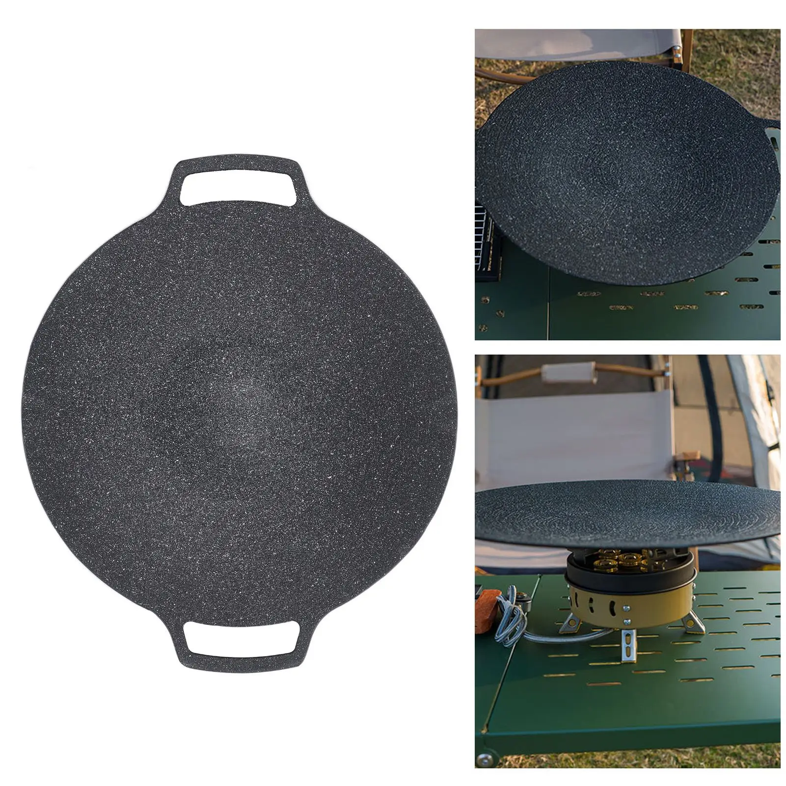 

Круглая сковорода-гриль с антипригарным покрытием из алюминиевого сплава с двумя ручками для пикника и барбекю