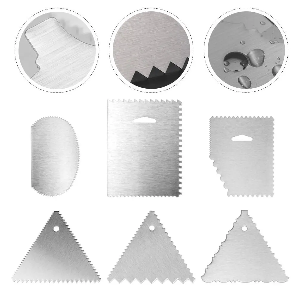 

6Pcs Stainless Steel Cake Scraper Set Cake Smoothers Kitchen Cream Scrapers Baking Tools Kitchen Cream Scraper