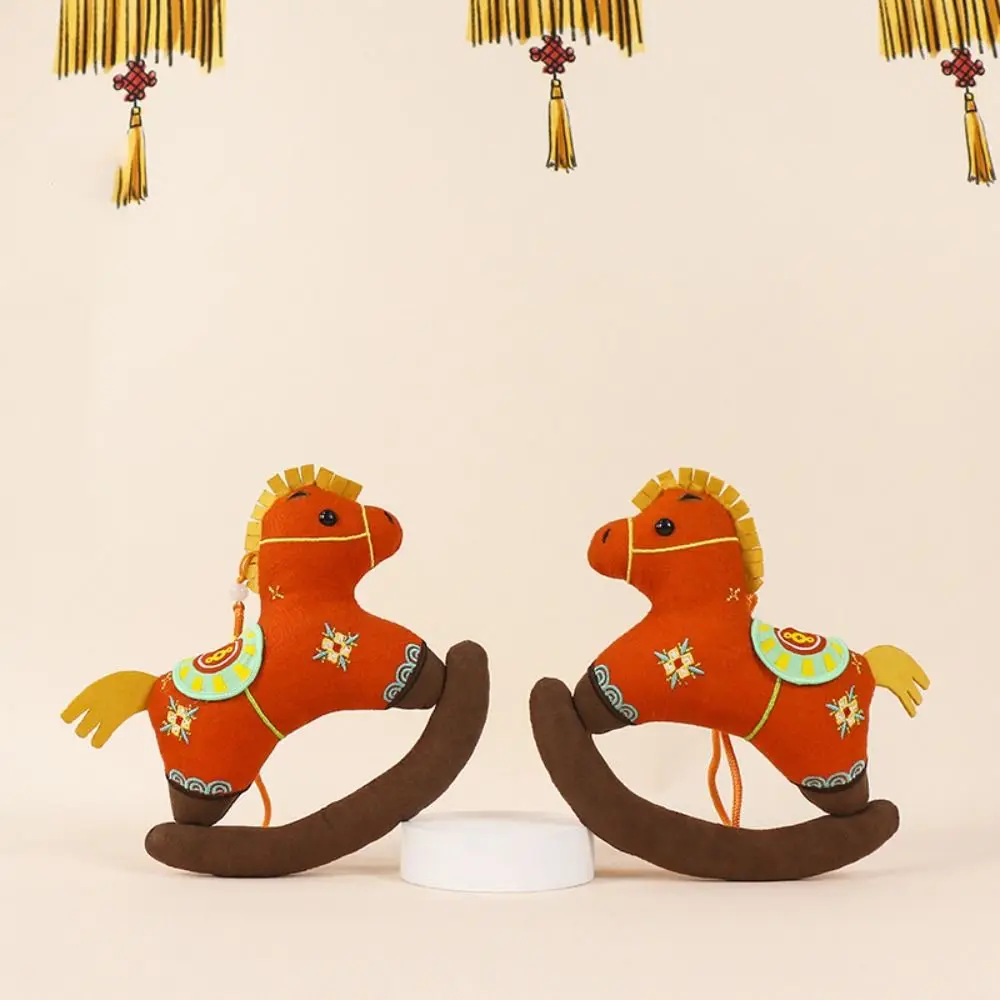 Chinese stijl mini paard hangend ornament traditioneel PP katoen jaar van het paard mascotte sleutelhanger geborduurd patroon cartoon