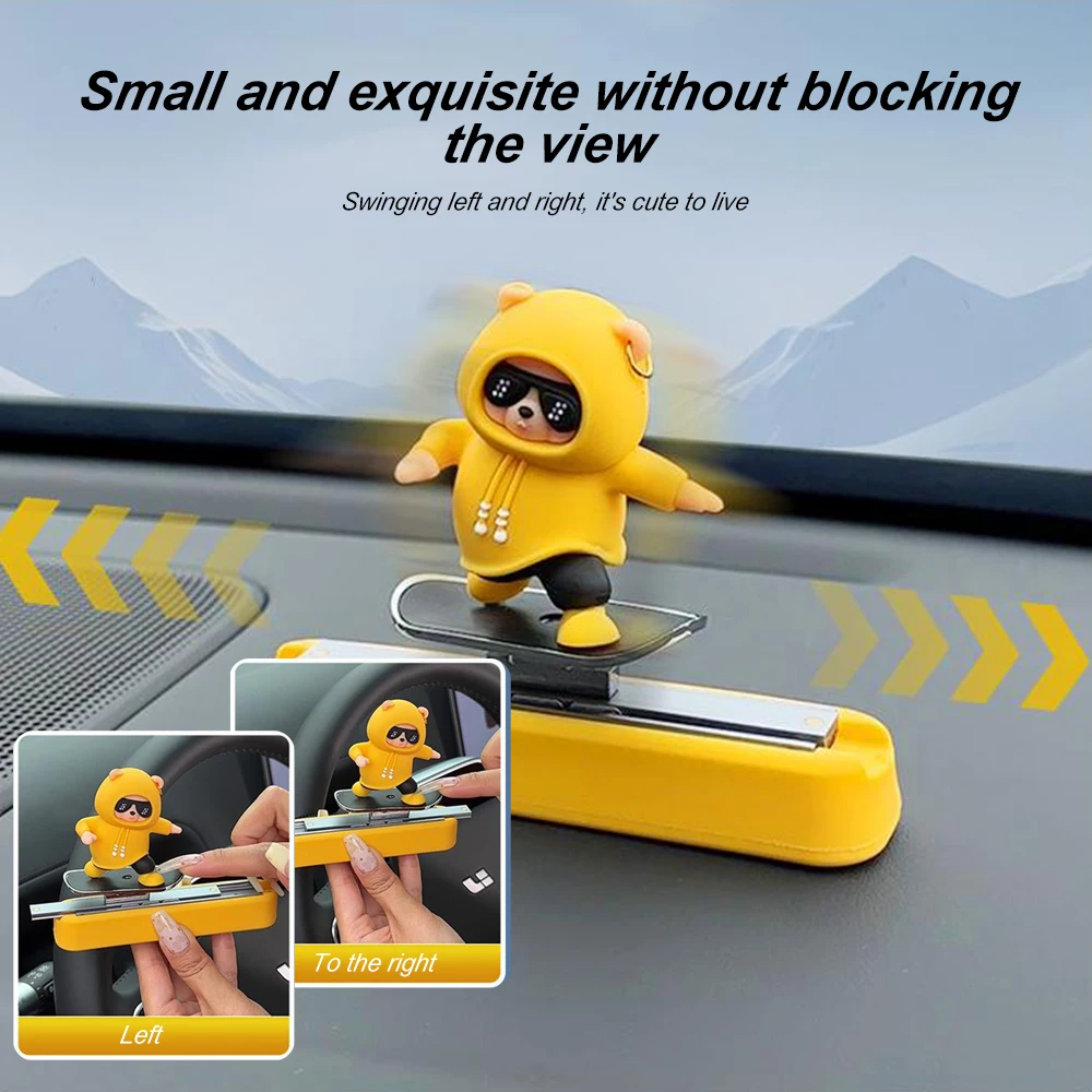 Car Temporary Parking Mobile Phone Number Plate Holder Cool and Cute Creative Skateboard Bear Automobile Interior Accessories