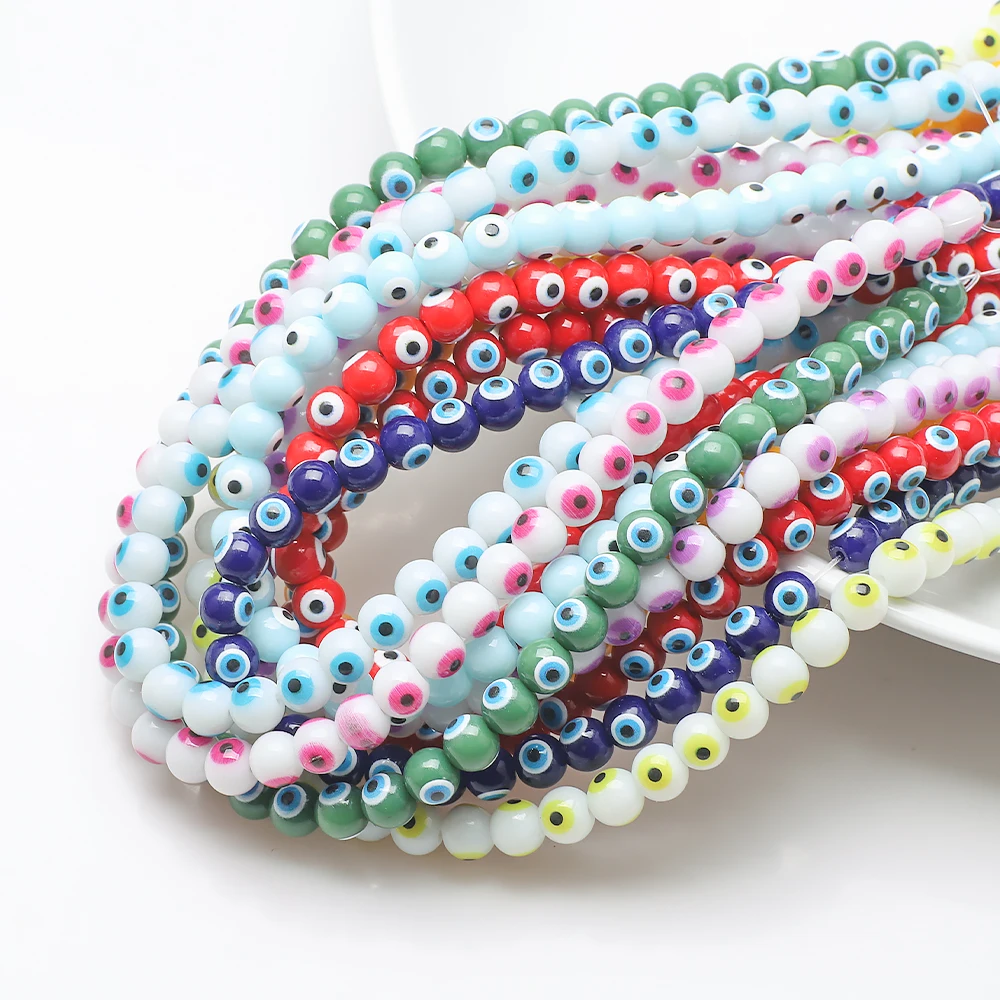 45 قطعة 8 مللي متر الملونة كريستال عين الشر الخرز شكل دائري فضفاض Lampwork الزجاج المزجج الخرز ل قلادة سوار DIY بها بنفسك صنع المجوهرات