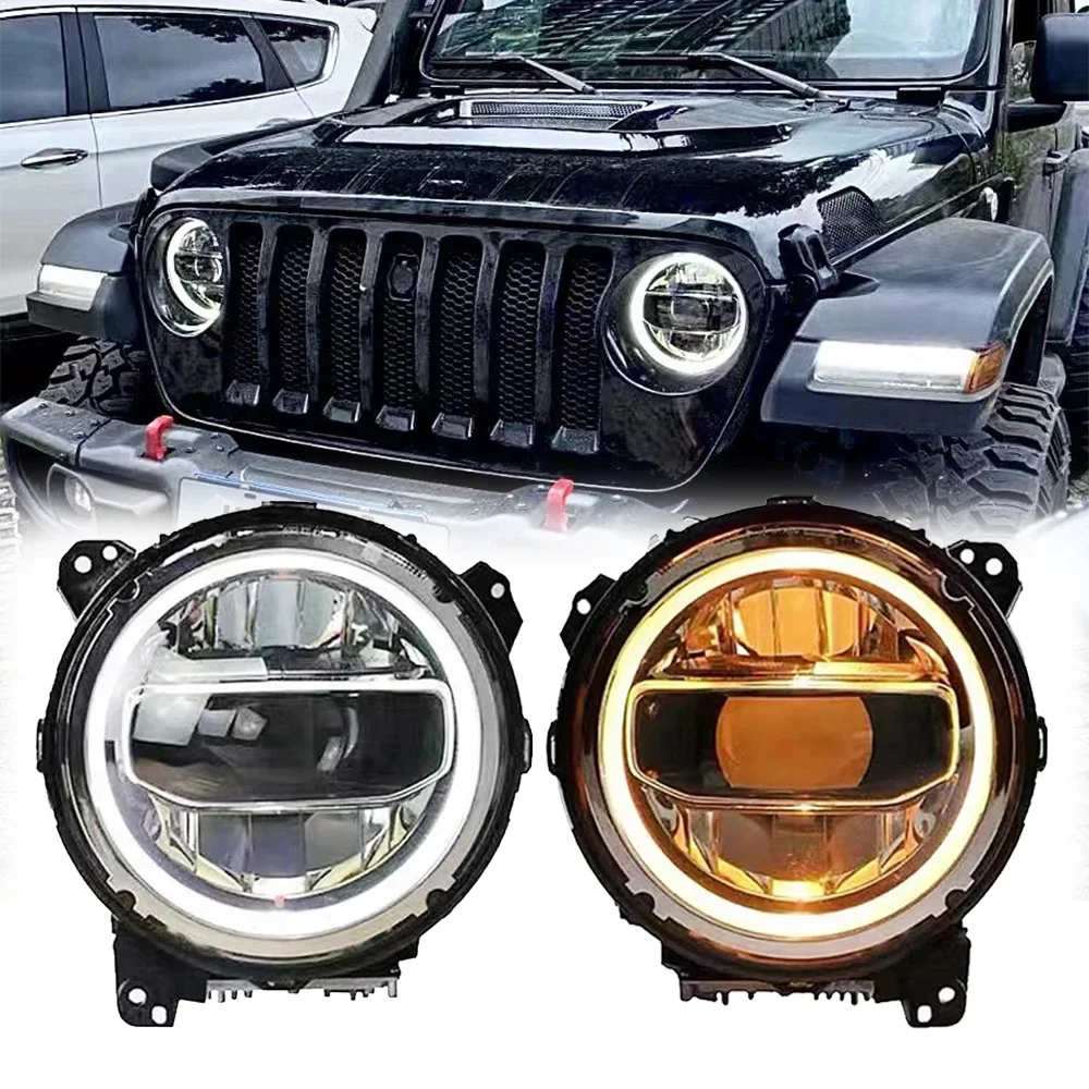 

Pop для Jeep Wrangler светодиодные фары 2018-2022 Wrangler фары DRL указатель поворота дальнего света линзы проектора в сборе