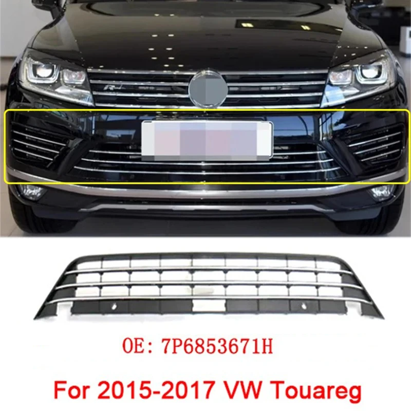 

ABS Black Car Front Bumper Fog Light Cover Lower Bezels Grille for 2015-2017 Volkswagen VW Touareg 7P6853671H