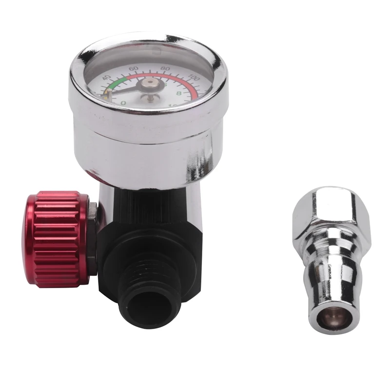 1Pc 1/4 Inch Bsp Mini Air Regulator Valve Tool Durable Small Tail Pressure Gauge 48 X 60Mm With Nozzle For Spray Tool