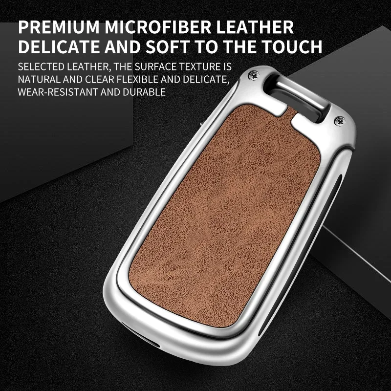 Zinc alloy leather car remote control key fob protective case for Audi A3 8P 8V 8L S3 RS3 Q3 TT Q2 protective key fob case