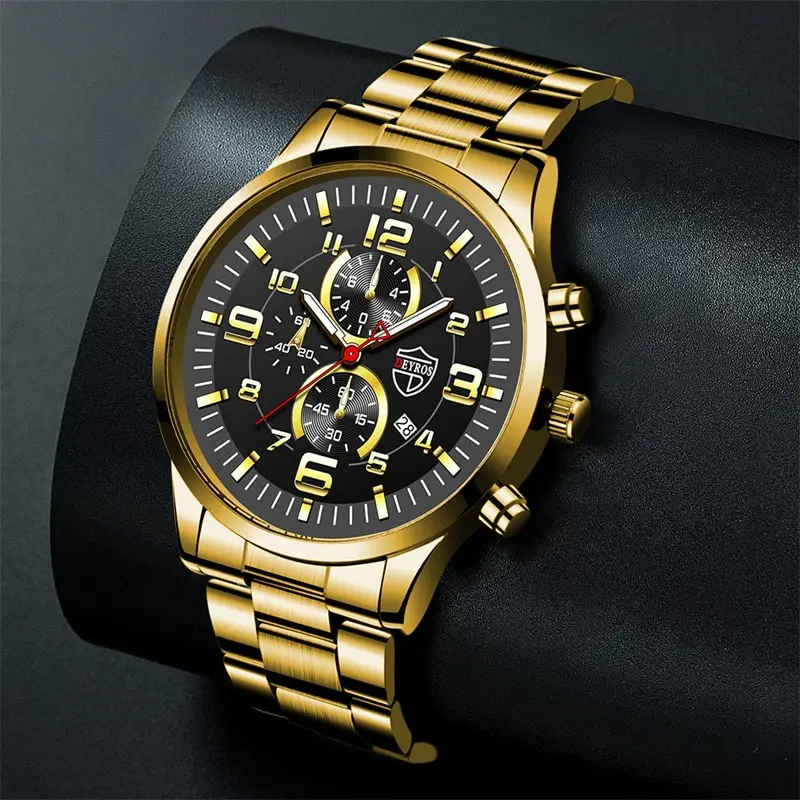 Fashion Mens Sports Watches for Men Luxury Stainless Steel Quartz Wrist Watch Calendar Luminous Clock Man Business Casual Watch