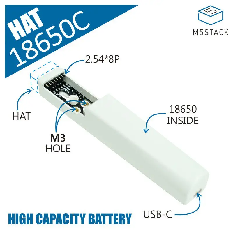 Official M5Stack 18650C Battery Charging Base for M5StickC with Expandable Sensor Capability
