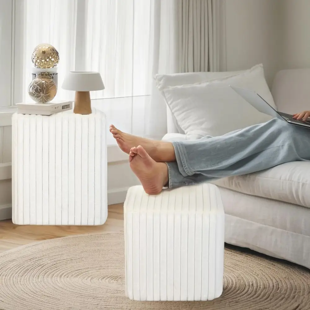 

Квадратные пуфы (2 шт.), с вертикальной стежкой, обитые бархатом, для макияжа, спальни, гостиной